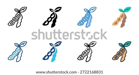Soybeans icons set multiple style collection. Editable stroke 
