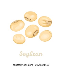 Soybeans isolated on white background. Vector illustration of legumes in cartoon flat style. Food icon.