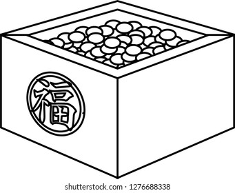 Soys of Japanese Setsubun went into measuring box outline
