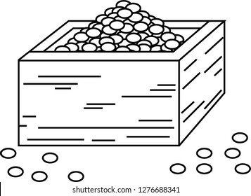 Soys of Japanese Setsubun went into measuring box outline
