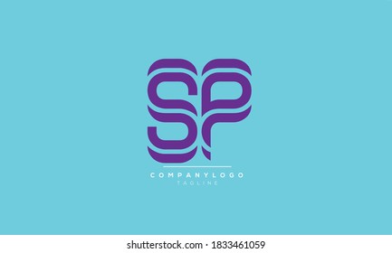 Diseño del logotipo del alfabeto de texto de letra monográfica de las iniciales abstractas del SP
