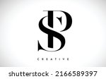 SP Artistic Letter Logo Design with Creative Serif Font in Black and White Colors Vector Illustration