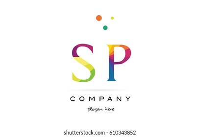 sp creative rainbow colors colored alphabet company letter logo design vector icon template