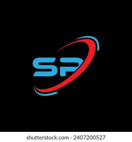 SP design. Blue and Red SP letter Logo. letter logo design. Initial letter SP linked circle uppercase monogram logo