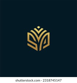 SP hexagon logo design, VSP hexagon logo design, flourish, develop, natural, organic, finance logo, real estate, suitable for your company.