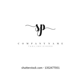 SP initial handwriting logo template with luxury color vector.