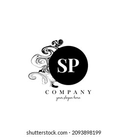 SP Initial Letter Logo Design with Ink Cloud Flowing Texture Vector.