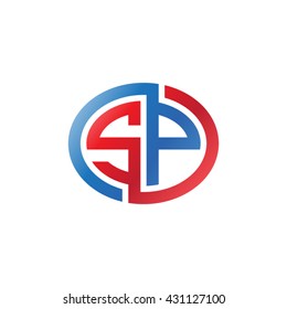 SP initial letters looping linked ellipse logo red blue