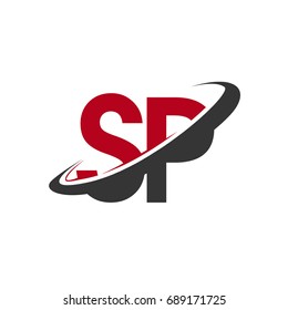 SP initial logo company name colored red and black swoosh design, isolated on white background. vector logo for business and company identity.