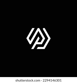 SP initial logo with hexagon concept for business company. black background.