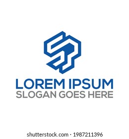 SP Initial Minimalist letter logo design.Editable in Vector Format.