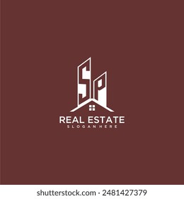 SP initial monogram building and roof logo for real estate