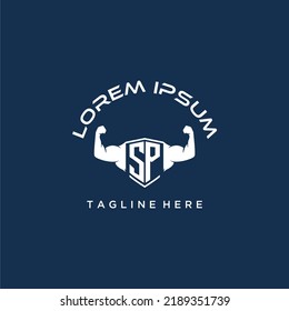 Monograma inicial SP para fitnes o logotipo de gimnasio con diseño de estilo creativo