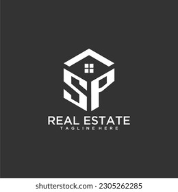 SP initial monogram logo for real estate with polygon shape creative design