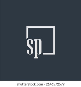 SP Initial Monogram Logo With Rectangle Style Dsign