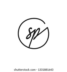 SP initial signature logo. handwriting logo template vector,