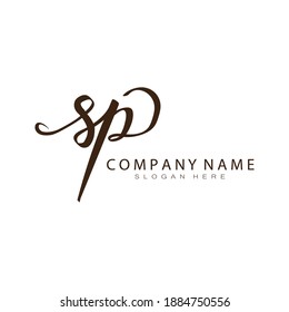 Vector de plantilla de diseño manuscrito de las iniciales del SP