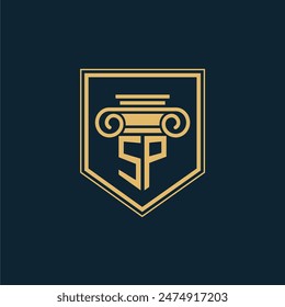 SP Initials Law Firm Logo Lawyer logo with creative law element