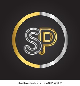 SP Letter logo in a circle. gold and silver colored. Vector design template elements for your business or company identity.