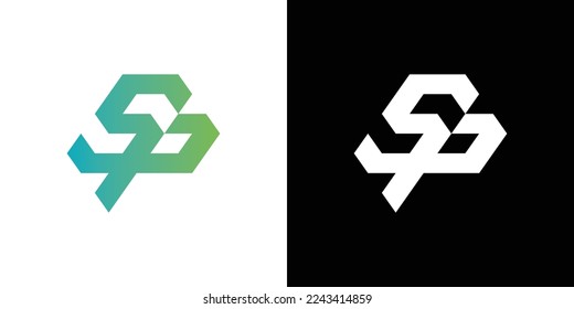 SP letter logo design, SP monogram initials letter logo concept, creative icon, vector