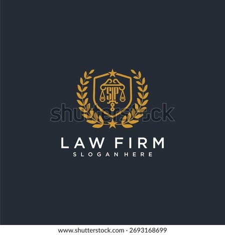SP letter monogram logo for lawfirm with pillar and leaf image design