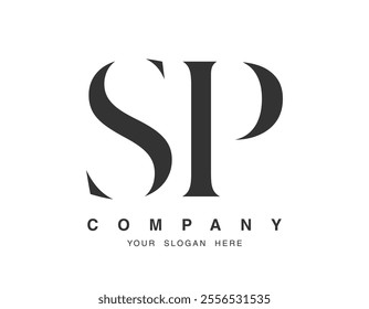 SP logo design. Initial letter s and p serif font style. Creative classic company name typography. Trendy logotype or identity. Vector illustration.