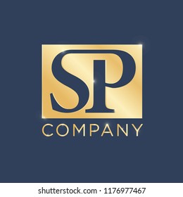 SP Logo Design Template. Luxury Gold Plat Vector