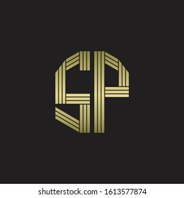 SP Logo monogram outline style linked isolated with gold colors