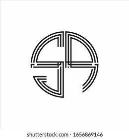SP Logo monogram triple ribbon style line design template isolated on white background