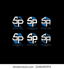 SP minimalist and classic logo set design.SP monogram polygonal and circle shape vector. SP unique design.

