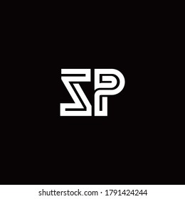 SP monogram logo with abstract line design template