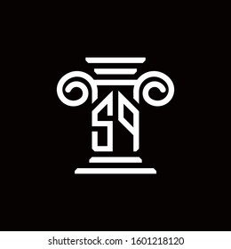 SP monogram logo with pillar style design template