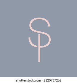SP, PS monogram logo. Typographic letter s, letter p signature icon. Lettering sign isolated on gray background. Wedding, fashion, beauty alphabet initials. Elegant, luxury style characters.