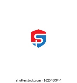 SP or PS monogram style letter logo design with blue and grey.