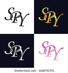 SP PY SPY Initial Logo Black Gold SIlver Pink, Logo Template