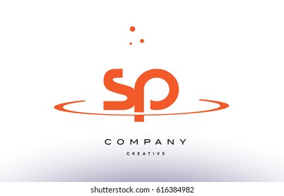 SP S P creative orange swoosh dots alphabet company letter logo design vector icon template