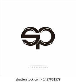 sp s p Initial Letter Split Lowercase Modern Monogram linked outline rounded logo