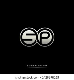 sp s p initial letter linked circle capital monogram logo modern template silver color edition