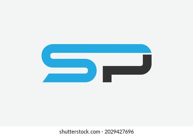 Diseño del logotipo de la carta SP S P en colores negros. Iniciales Creative Modern Letters Icono Vector