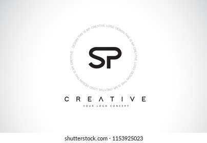 SP S P Logo Design with Black and White Creative Icon Text Letter Vector.