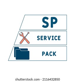 SP - Service Pack acronym. business concept background. vector illustration concept with keywords and icons. lettering illustration with icons for web banner, flyer, landing pag
