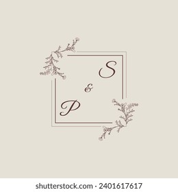 SP wedding line square monogram with high quality professional design that will print well