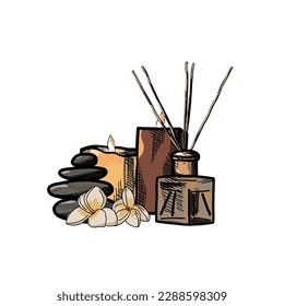 Spa accessories vector art illustration