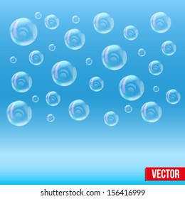 SPA aqua background with soap bubbles in pastel tones. Vector illustration of relax and recreational. 