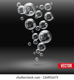 SPA aqua soap bubbles background on black background. Vector illustration of relax and recreational. 