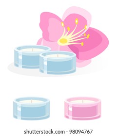 SPA aroma candle isolated on white and with orchid flower