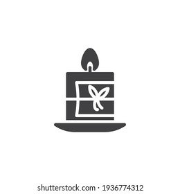 Icono vectorial de aroma. signo plano relleno para concepto móvil y diseño web. Vela con icono de glifo de cinta. Símbolo, ilustración del logotipo. Gráficos vectoriales
