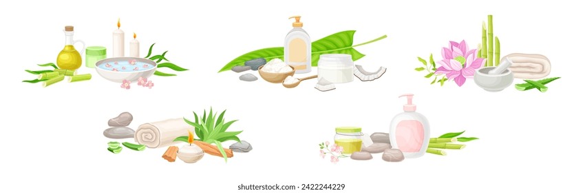 Spa y objeto de aromaterapia para conjunto de vectores de relajación corporal