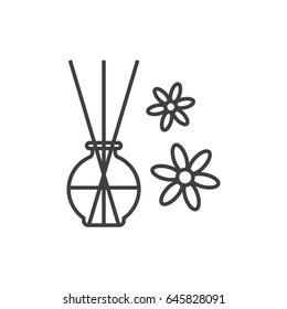 Spa aromatic incense sticks in the bottle line icon.