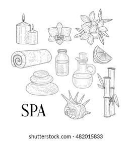 Spa Assosiated Isolated Hand Drawn Realistic Sketches